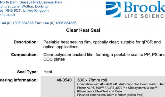 Clear Heat Seal Data Sheet