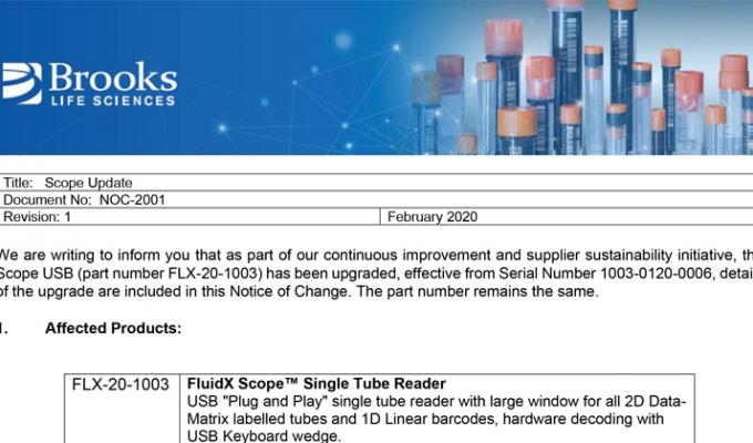 FluidX Scope™ Single Tube Reader Update
