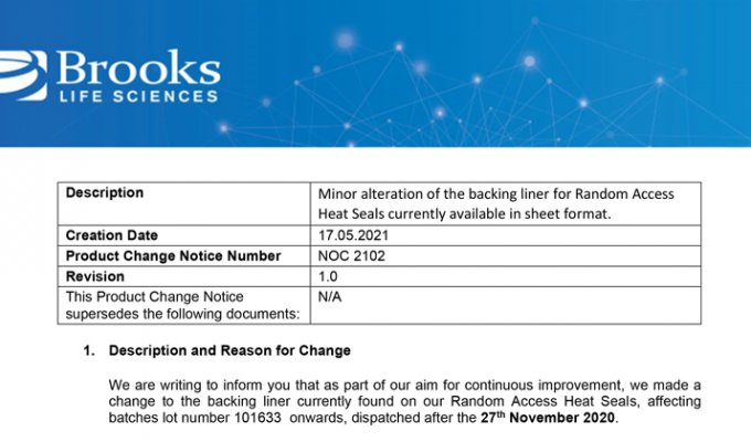 Change of Random Access Heat Seals Backing Liner