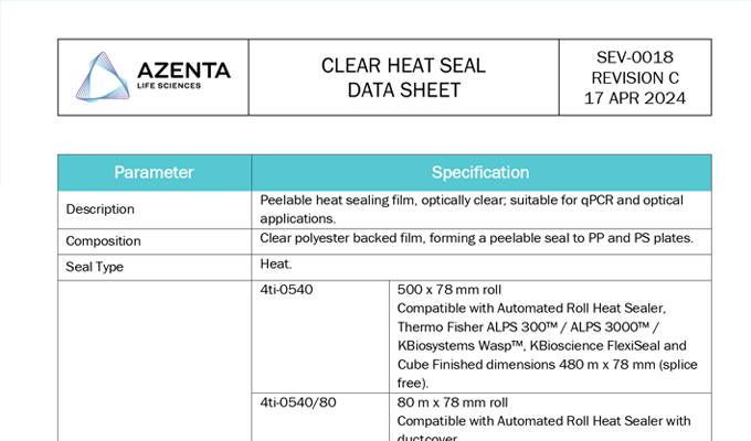 Clear Heat Seal Data Sheet