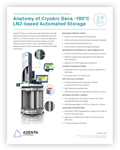 Anatomy of CryoArc Deca -190°C LN2-Based Automated Storage System