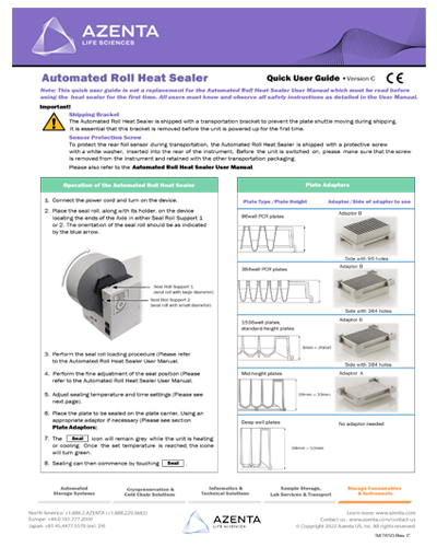 Automated Roll Heat Sealer Quick User Guide (EN)