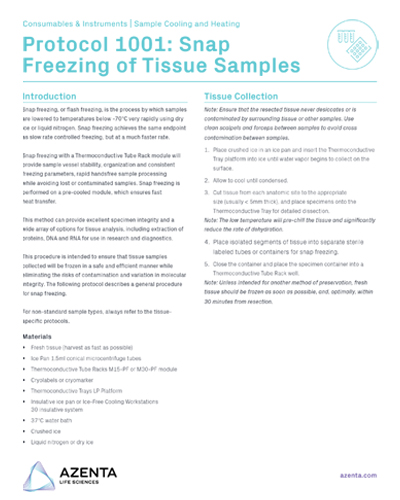 Snap Freezing of Tissue Samples Using CoolRack Thermoconductive Tube Racks