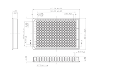 384 Well Ultra Optically Clear Plate Technical Drawing