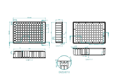 96 Round Deep Well Storage Microplate (1.2ml) Technical Drawing