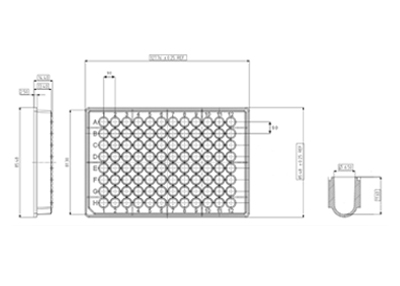 96 Round Well Storage Microplate (300µl, U shaped) Technical Drawing