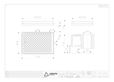 96 Well Optically Clear Tissue Culture Plate Technical Drawing