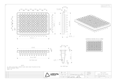 96 Well Semi-Skirted PCR Plate Technical Drawing