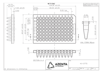 FrameStar 96 Well Semi-Skirted PCR Plate, ABI Style Technical Drawing