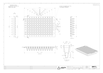 FrameStar Breakable Vertically PCR Plate, Low Profile Technical Drawing