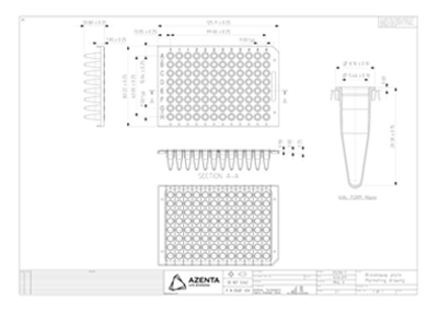 FrameStar Breakable Vertically PCR Plate Technical Drawing