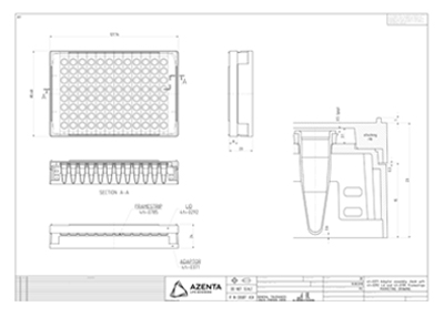 8 Well PCR Tube Strip Adapter, With Lid Technical Drawing