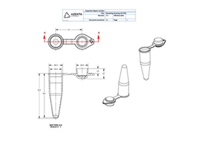 Individual PCR Tubes, With Attached Domed Caps Technical Drawing