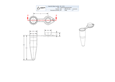 Individual PCR Tubes, With Attached Flat Caps Technical Drawing