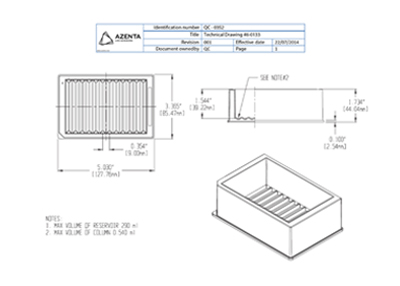 Reservoir Plate, Open Bottom Technical Drawing