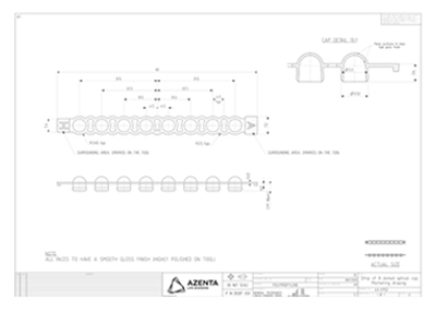 Strips of 8 Domed Sealing Caps Technical Drawing