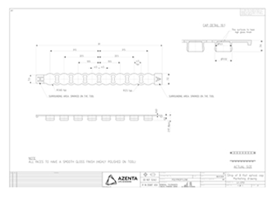 Strips of 8 Flat Sealing Caps Technical Drawing