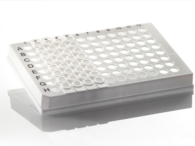 4ti-0757-F | 96 Well Skirted PCR Plate for Removable 8 Well Tube Strips | Partly Loaded With Removable 8 Well PCR Tube Strips