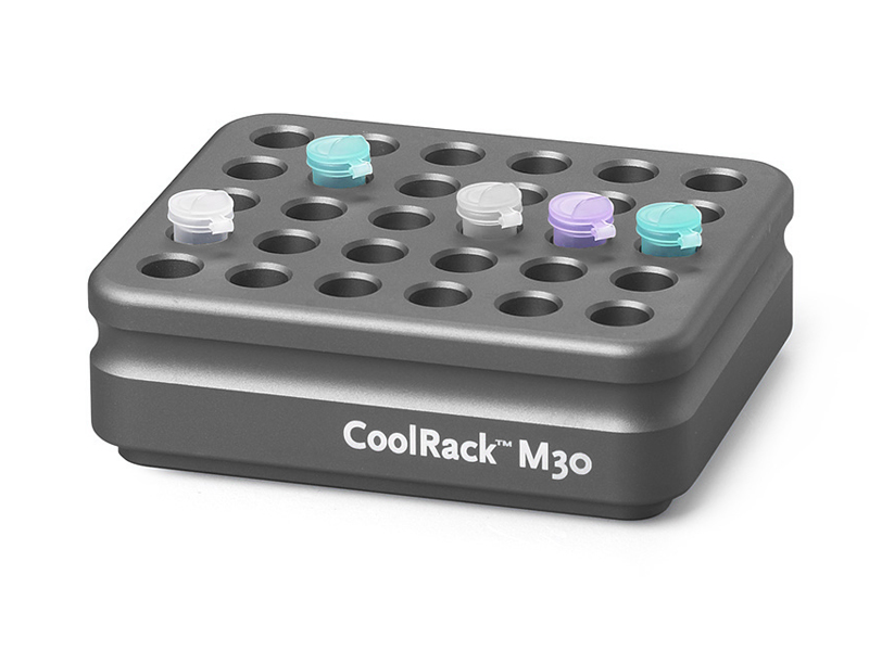 BCS-108 | CoolRack M30 Thermoconductive Tube Rack for 30 Microcentrifuge Tubes | With Tubes