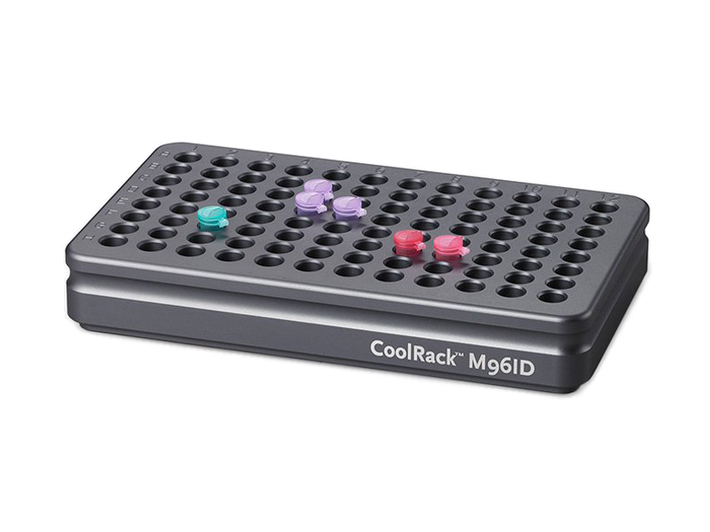 BCS-116 | CoolRack M96 ID Thermoconductive Tube Rack for 96 Microcentrifuge Tubes | With Tubes