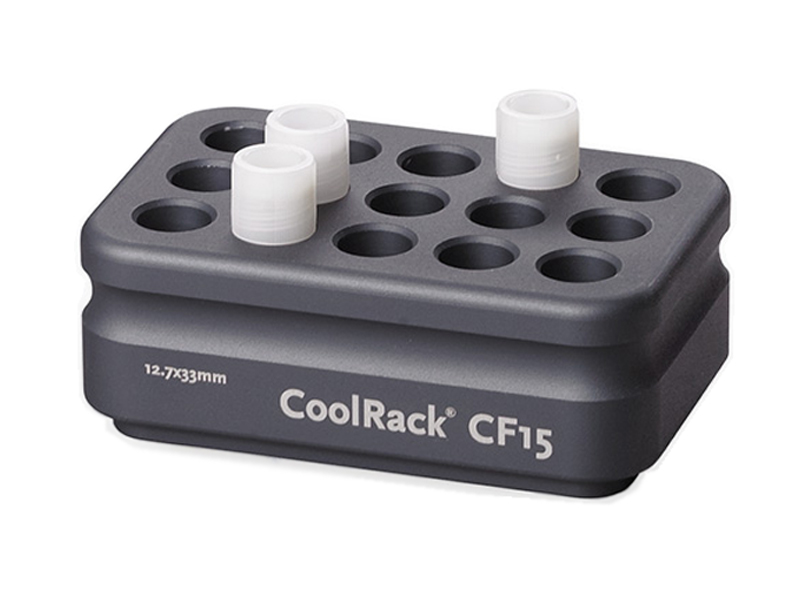 BCS-126 | CoolRack CF15 Thermoconductive Tube Rack for 15 Cryo or FACS Tubes | With Tubes