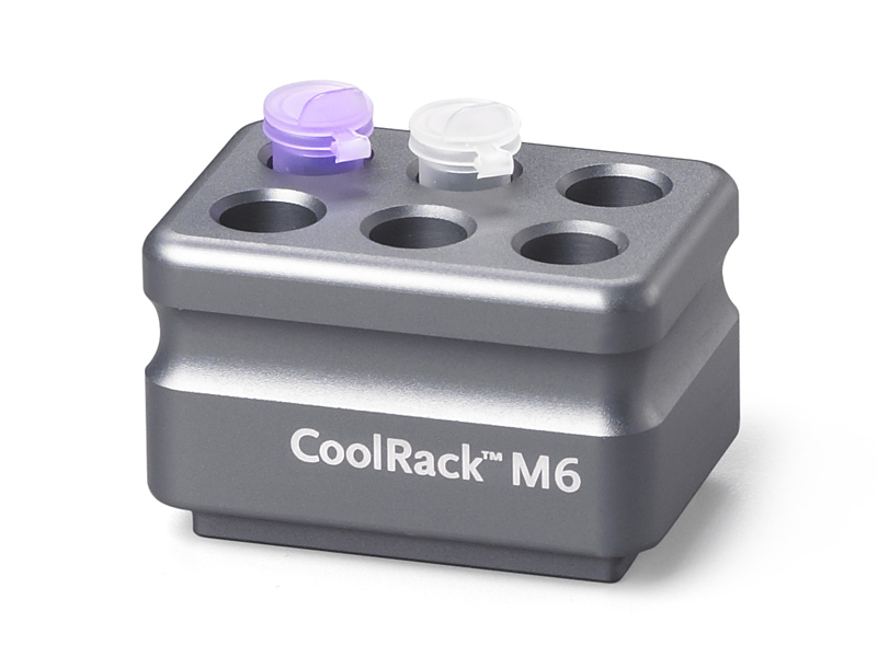 BCS-163 | CoolRack M6 Thermoconductive Tube Rack for 6 Microcentrifuge Tubes | With Tubes