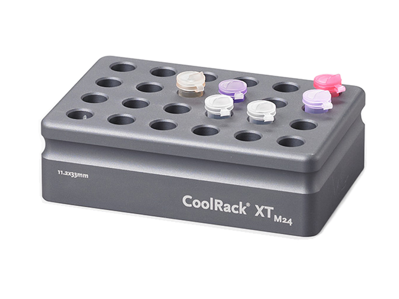 BCS-535 | CoolRack XT M24 Thermoconductive Tube Rack for 24 Microcentrifuge Tubes | With Tubes