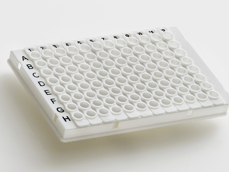 4ti-0950W-F | 96 Well Semi-Skirted PCR Plate for Removable 8 Well Tube Strips, Roche Style | Fully Loaded With Removable 8 Well PCR Tube Strips