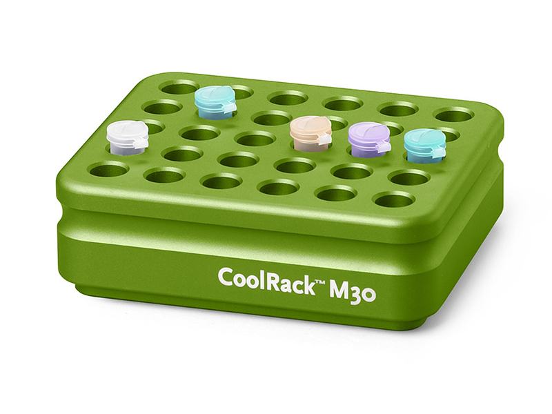 BCS-108G | CoolRack M30 Thermoconductive Tube Rack for 30 Microcentrifuge Tubes | With Tubes