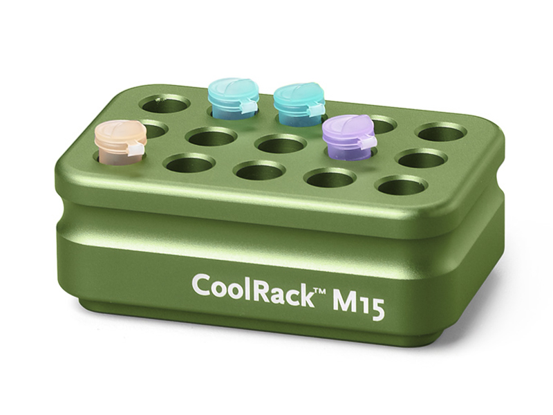 BCS-125G | CoolRack M15 Thermoconductive Tube Rack for 15 Microcentrifuge Tubes | With Tubes