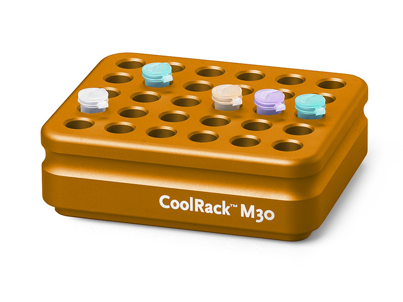 BCS-108O | CoolRack M30 Thermoconductive Tube Rack for 30 Microcentrifuge Tubes | With Tubes