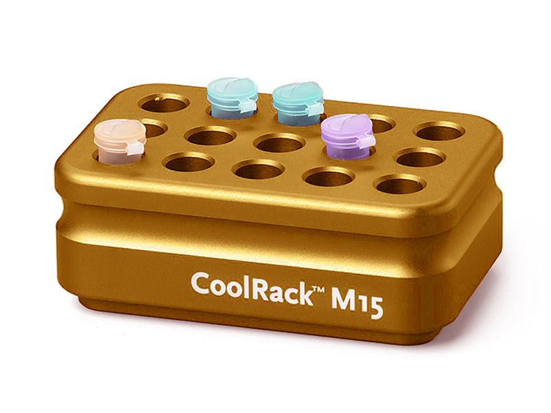 BCS-125O | CoolRack M15 Thermoconductive Tube Rack for 15 Microcentrifuge Tubes | With Tubes