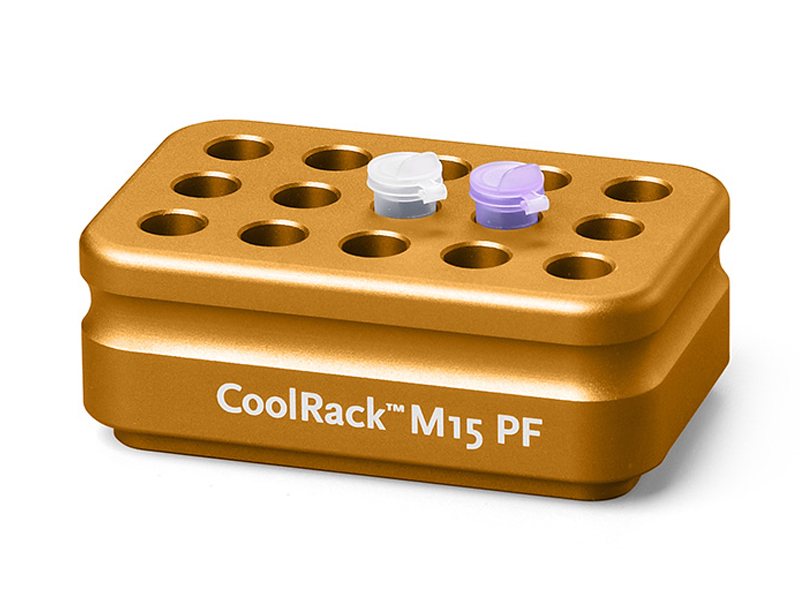 BCS-127 | CoolRack M15-PF Thermoconductive Tube Rack for 15 Microcentrifuge Tubes, Conical Wells | With Tubes