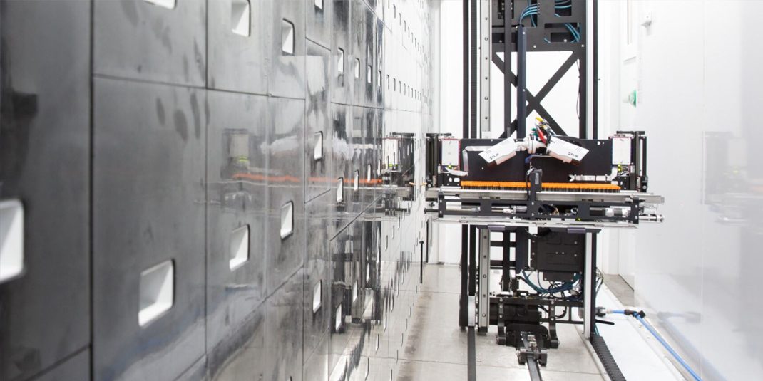 Inside view of an automated biostorage unit