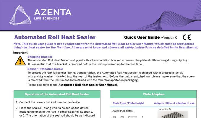 Automated Roll Heat Sealer Quick User Guide (EN)