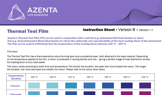 Thermosensitive Color Forming Film Instruction Sheet