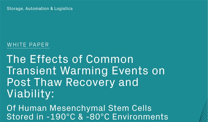 The Effects of Common Transient Warming Events on Post Thaw Recovery and Viability: Of Human Mesenchymal Stem Cells Stored in -190°C & -80°C Environments