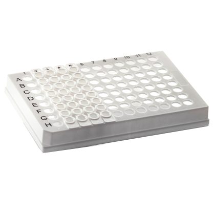 4ti-0757-F | 96 Well Skirted PCR Plate for Removable 8 Well Tube Strips | Partly Loaded With Removable 8 Well PCR Tube Strips