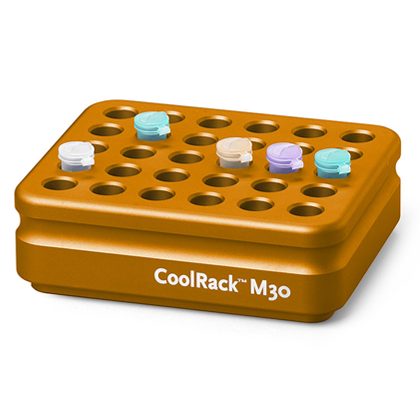 BCS-108O | CoolRack M30 Thermoconductive Tube Rack for 30 Microcentrifuge Tubes | With Tubes