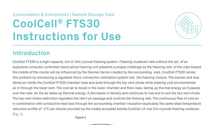 CoolCell FTS30 Cell Freezing Containers for 30 x 1ml or 2ml Cryo Tubes Instructions for Use