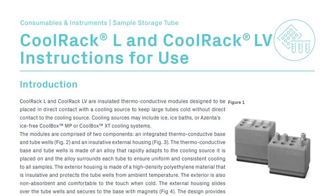 CoolRack L & CoolRack LV Thermoconductive Tube Rack, Insulative Exterior Instructions for Use