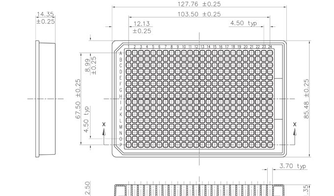 384 Well Assay Plate Technical Drawing