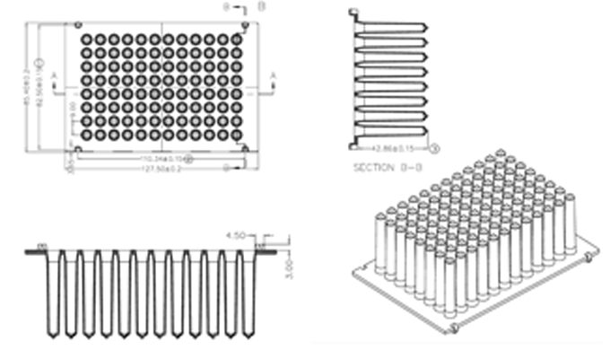 96 Tip Comb for Deep Well Magnets, KingFisher Style Technical Drawing