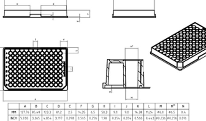 96 Well Assay Plate Technical Drawing