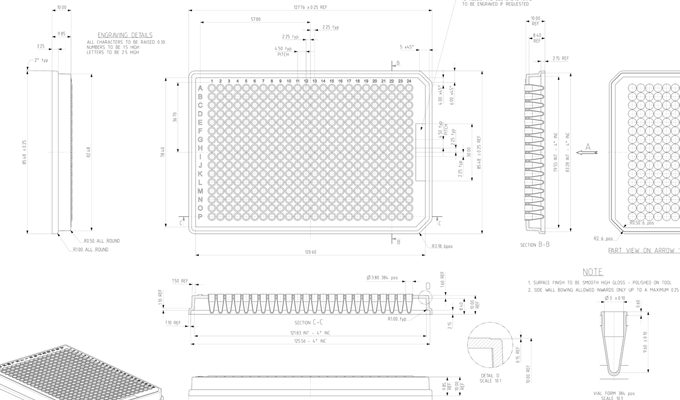 FrameStar 384 Well Skirted PCR Plate, Roche Style Technical Drawing