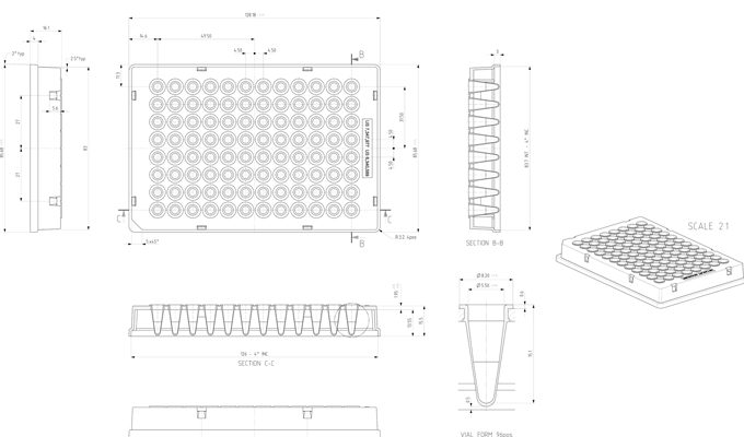 FrameStar 96 Well Skirted PCR Plate, Extra Rigid Technical Drawing