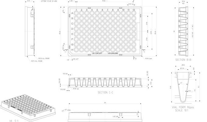 FrameStar 96 Well Skirted PCR Plate Technical Drawing