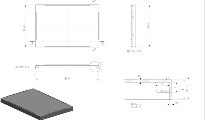 8 Well PCR Tube Strip Adapter Lid Technical Drawing