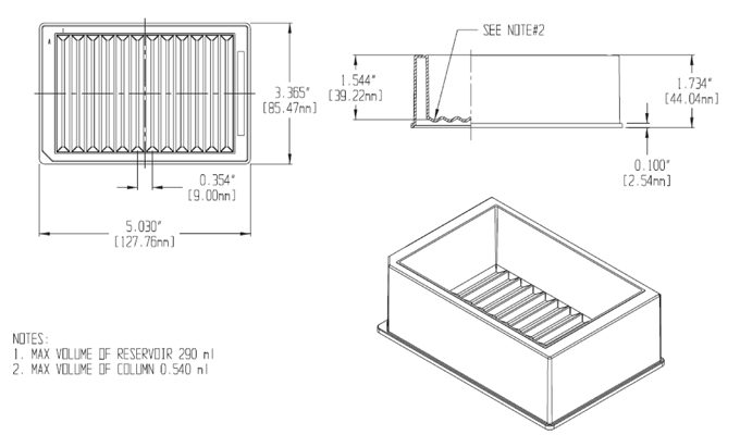 Reservoir Plate, Open Bottom Technical Drawing