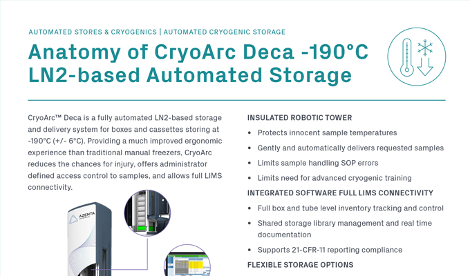 Anatomy of CryoArc Deca -190°C LN2-Based Automated Storage System